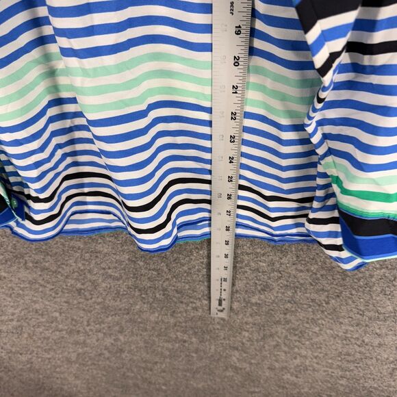 Talbots Blouse Women 3X Plus Blue Striped V-Neck Long Sleeve Pullover Casual - Picture 6 of 7